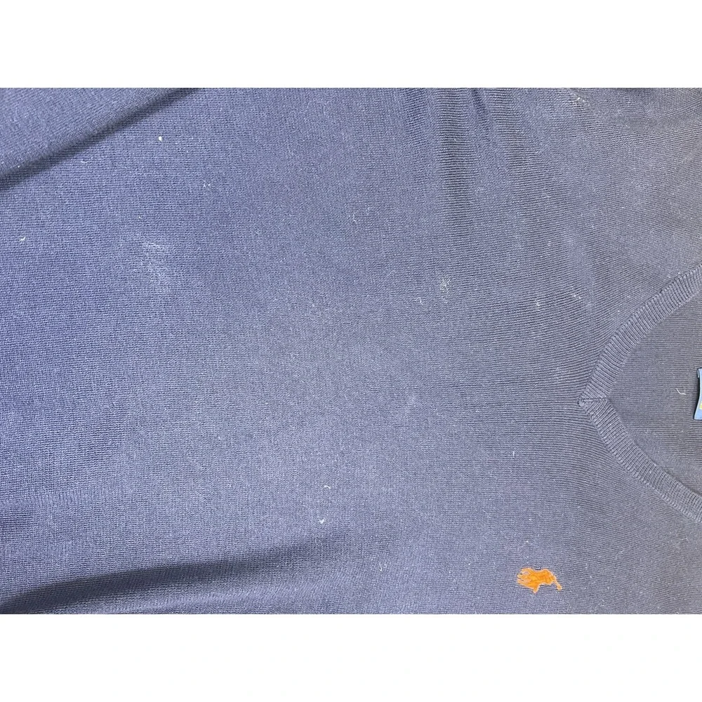 Polo Ralph Lauren 100% Pima Cotton V Neck Sweater Mens Medium Blue Pullover Pony